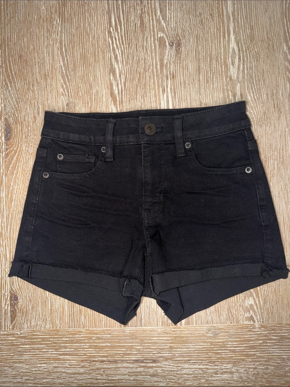 American Eagle Black Women's High-Rise Denim Shorts